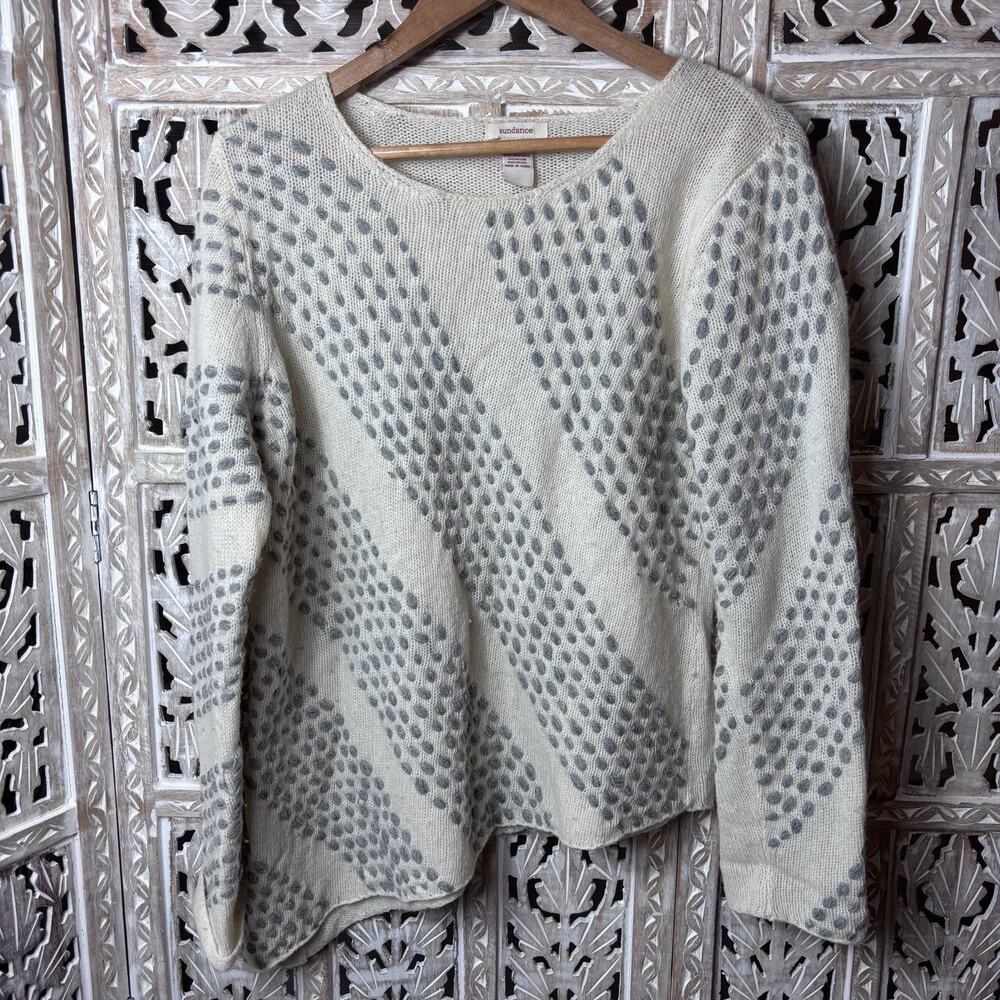 Sundance Lambswool Blend Sweater Womens SZ L Asymmetric Hem Cottagecore Boho